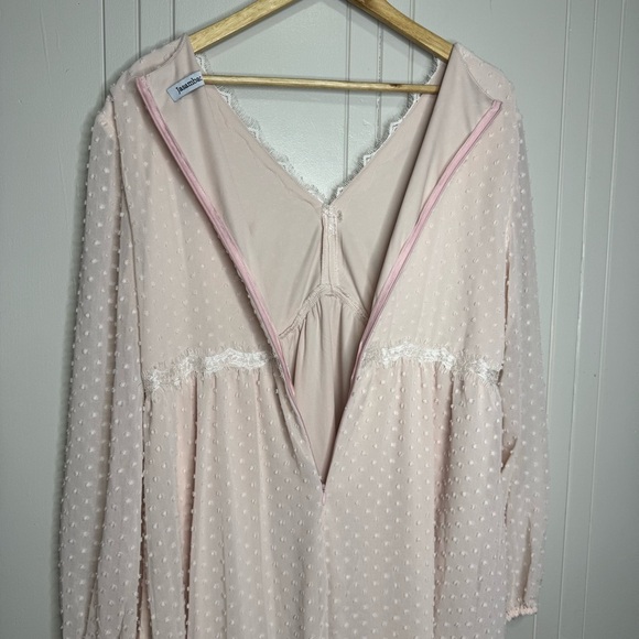 Pink Polka Dot Dress with Lace Trim - Picture 6 of 10